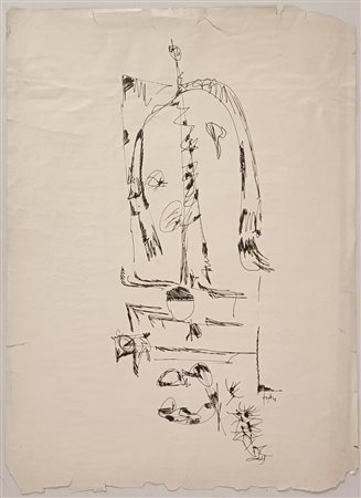 DANGELO SERGIO Milano (Mi) 1932 Senza Titolo 1957 China su carta 70,00x50,00...