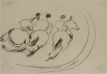 CESETTI GIUSEPPE Tuscania (Vt) 1902 Cavalli al galoppo Matita su carta...