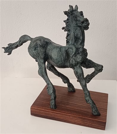 MURER AUGUSTO Falcade (Bl) 1922 Cavallo Bronzo es. 123/199 27,00x33,00x14,00...