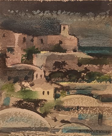 CONVERSANO ROMANO Rovigno in istria (Croazia) 1920 Paesaggio Tempera su carta...