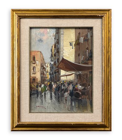 GIUSEPPE RISPOLI (1882-1960) - Senza Titolo (Scorcio di mercato rionale)