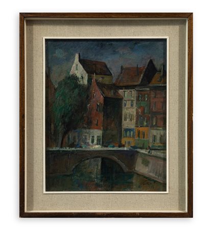 EUGENIO POLESELLO (1895-1983)  - Vecchie case di Amsterdam, 1973