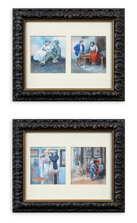 CESARE TALLONE (1853-1919) - Lotto unico di 4 opere