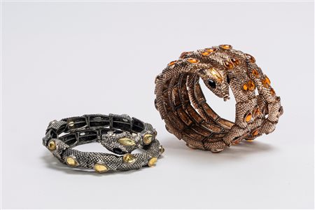 Lotto di due bracciali a forma di serpente