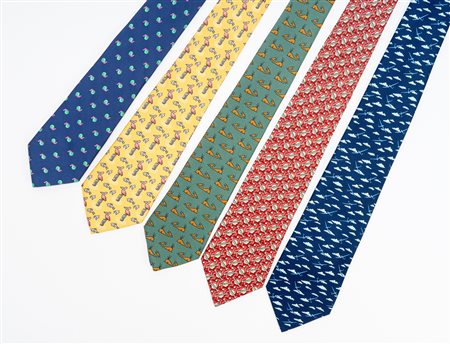 Hermès - Lotto di cinque cravatte