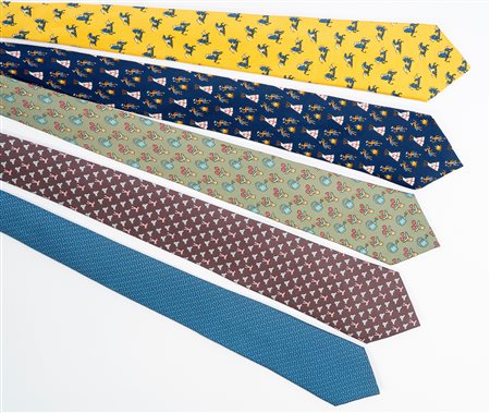 Hermès - Lotto di cinque cravatte