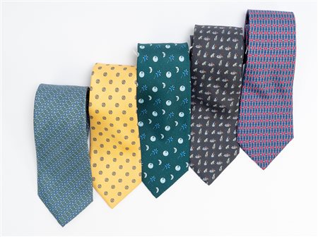 Hermès - Lotto di cinque cravatte