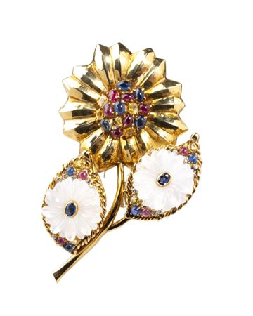 FILIPPO MORONI  
Spilla in oro con pietre preziose 
 