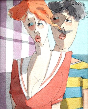 Lucio Diodati 1955, Popoli (Pe) - [Italia] Francesca e Carletto acquerello su...