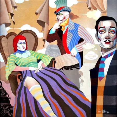 Ivo Petrov 1971, Pleven - [Bulgaria] Surprise olio su tela 36x36 2015 firma...