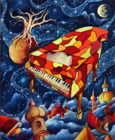 Alessandro Sala 1958, Genova (Ge) - [Italia] Sopra i tetti olio e sabbia su...