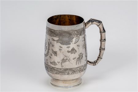 Tankard in argento maker Woshing, Cina, 1875-1915