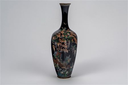 Elegante vaso cloisonné a collo lungo, firmato Ito, Giappone, periodo Meiji, 1870-1890