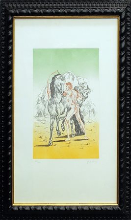 GIORGIO DE CHIRICO, "Arciere con cavallo", 1972