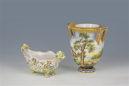 Cestino e vaso, manifattura Minghetti, XX secolo