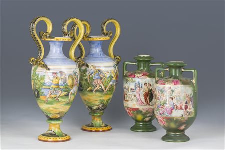 Due coppie di vasi, manifatture italiane, XX secolo