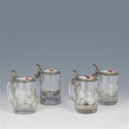 Quattro boccali da birra, area tedesca, XIX/XX secolo