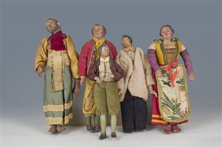 Cinque statue del presepe, Napoli, XIX secolo