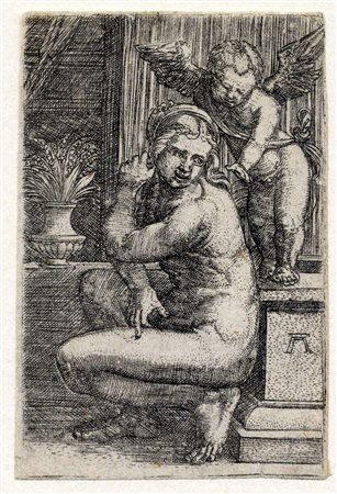 Albrecht Altdorfer, Venere accucciata. 1530. Bulino. mm 62x42. Bartsch, VIII,...