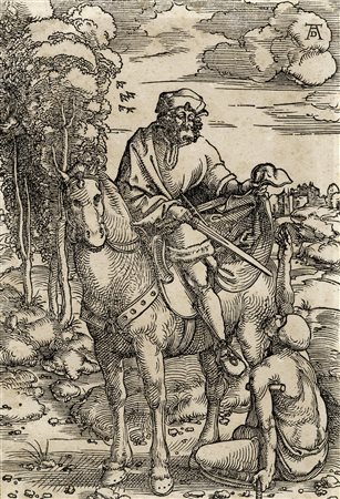 Hans Baldung Grien, San Martino a cavallo. 1507. Xilografia. mm 234x160....