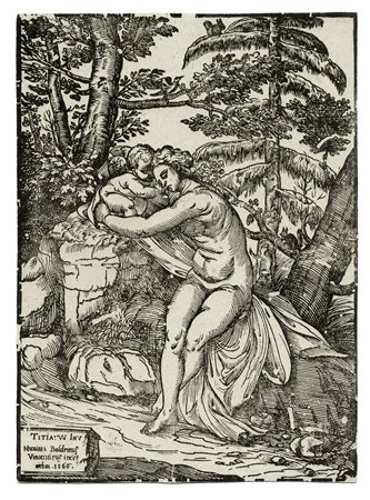 Nicolò Boldrini, Venere e Cupido. 1566. Xilografia. mm 315 x 232. Bartsch,...