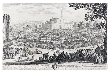 Jacques Callot, La fiera dell'Impruneta. 1622. Acquaforte. mm 412x660 (due...