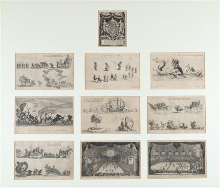 Jacques Callot, Le combat à la barrière. 1627. Acquaforte. mm...