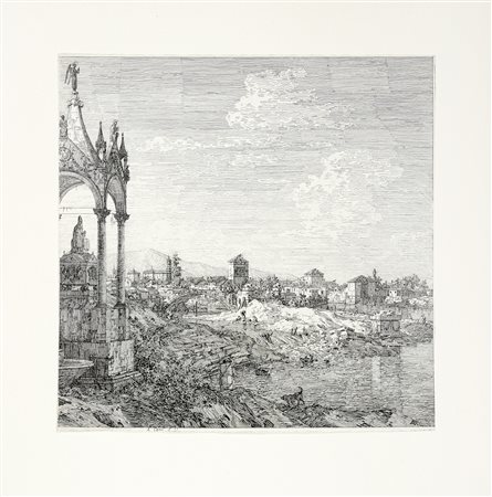 Antonio Canal (detto il Canaletto), Veduta con la tomba del vescovo. 1759....