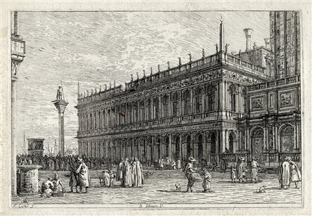 Antonio Canal (detto il Canaletto), La libreria. 1772. Acquaforte. mm...