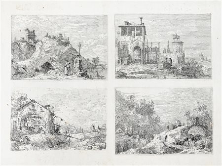 Antonio Canal (detto il Canaletto), Paesaggio con pellegrino in preghiera /...