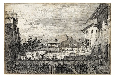 Antonio Canal (detto il Canaletto), La terrazza. 1799. Acquaforte. mm...
