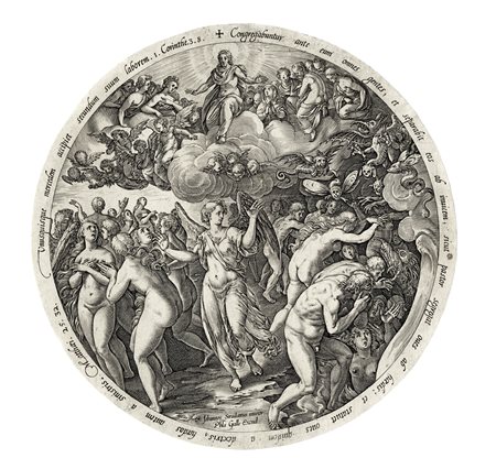 Hendrik Goltzius, La separazione dei beati dai dannati. 1577. Bulino su...