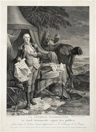 Noël Le Mire, Le Général Washington. 1780. Acquaforte e bulino. mm 504x362....