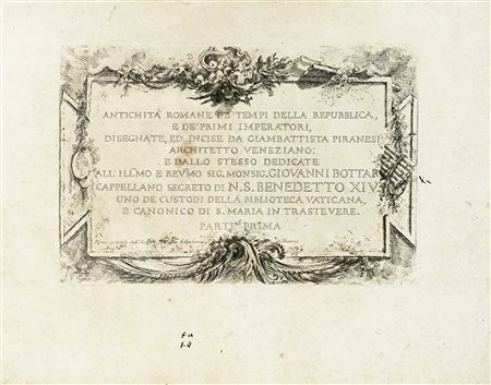 Giovanni Battista Piranesi, Antichità romane de' tempi della Repubblica, e...