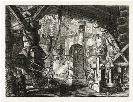 Giovanni Battista Piranesi, Il molo con le catene. 1790. Acquaforte, bulino,...