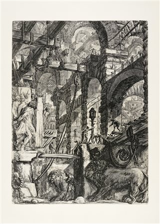 Giovanni Battista Piranesi, Il bassorilievo con i leoni. 1940. Acquaforte e...