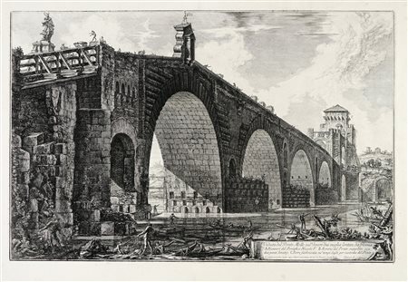 Giovanni Battista Piranesi, Veduta del Ponte Molle sul Tevere due miglia...