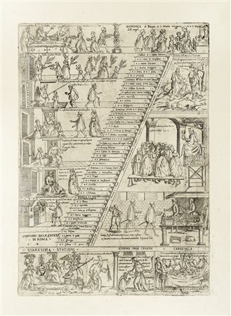 Monogrammista MR, Quaresima Stationi dele chiese di Roma. 1800. Bulino. mm...