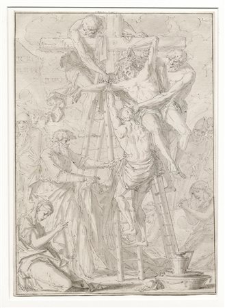 Anonimo del XVIII secolo, La discesa dalla croce. 1700. Penna e inchiostro di...