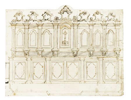 Anonimo del XVIII secolo, Progetti per due grandi mobili da sacrestia. 1700....