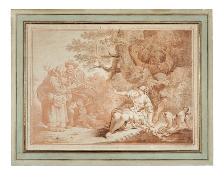 Scuola francese della prima metà del XVIII secolo, Giovani amanti sorpresi da...