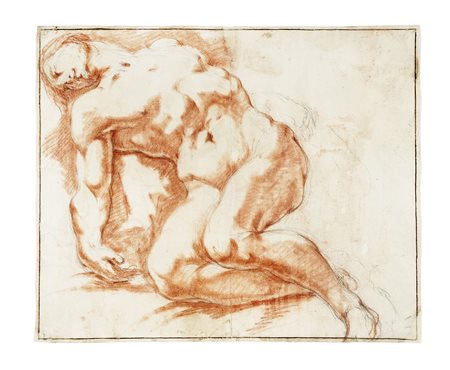 Anonimo della seconda metà del XVIII secolo, Nudo virile riverso (r). Nudo...