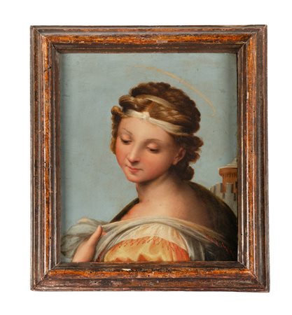 Anonimo della prima metà del XIX secolo, Santa Barbara. 1810. Olio su rame....