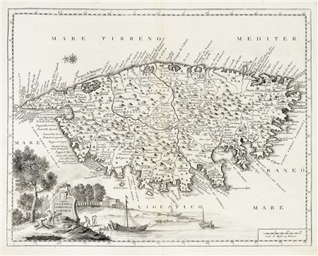Guillaume De L'Isle, Carta geografica del Regno di Corsica. 1750. Incisione...