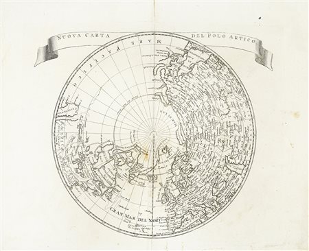 Guillaume De L'Isle, Nuova Carta del Polo Artico. 1740. Incisione in rame. mm...