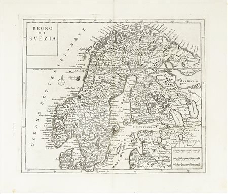 Guillaume De L'Isle, Regno di Svezia / Regno di Danimarca. 1740. Incisione in...