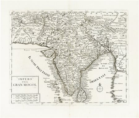Guillaume De L'Isle, Impero del Gran Mogol / Isola Ceilon. 1740. Incisione in...