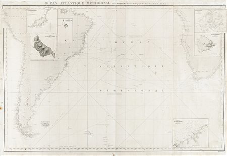Aimé Robiquet, Océan Atlantique Méridional. 1868. Incisione in rame. mm...