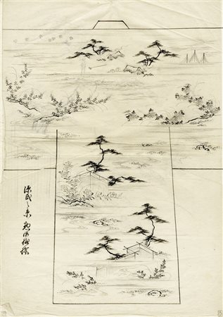Giappone, fine XIX secolo, Raccolta di dieci disegni preparatori (shita-e)...