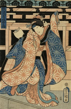Utagawa Kunisada I (Toyokuni III), Nakamura Fukusuke I nel ruolo di Omiwa,...